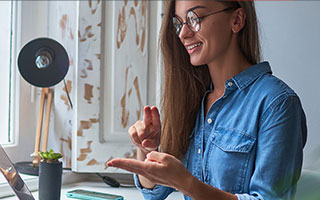 Woman using sign language